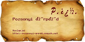 Pozsonyi Árpád névjegykártya